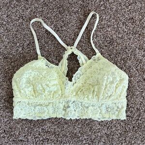 Aerie Super Soft Lace Bralette with Cutout Yellow Size Medium